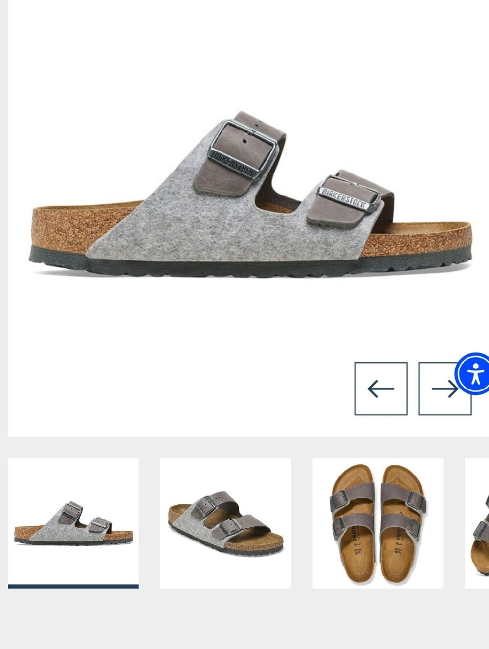 New Without Box- Birkenstock Arizona Wool – Light Grey/Iron Size 44